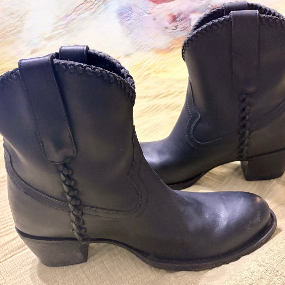 Elegant Black Leather Ankle Booties